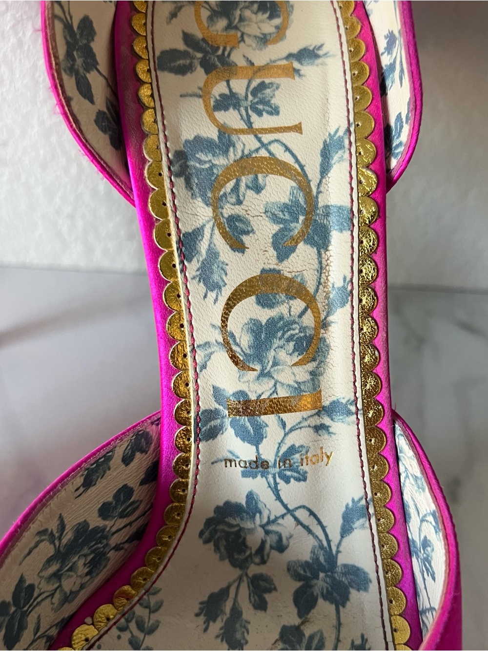 Gucci Daisy d'Orsay Ankle Strappy Pumps Fuchsia Satin 105 Size 38.5 (8.5 US) - Picture 3 of 11